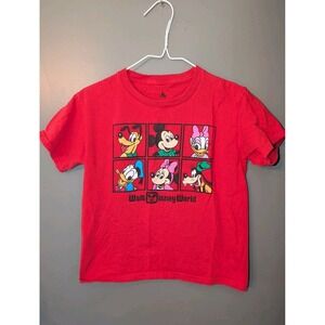 Disney World Parks Kid's Red Mickey Mouse Minnie SS T-shirt Size Small Cotton